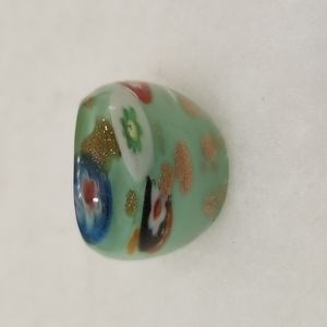 Murano Style Glass Millefiori Flowered Multicolored Dome Cocktail Ring US Seller
